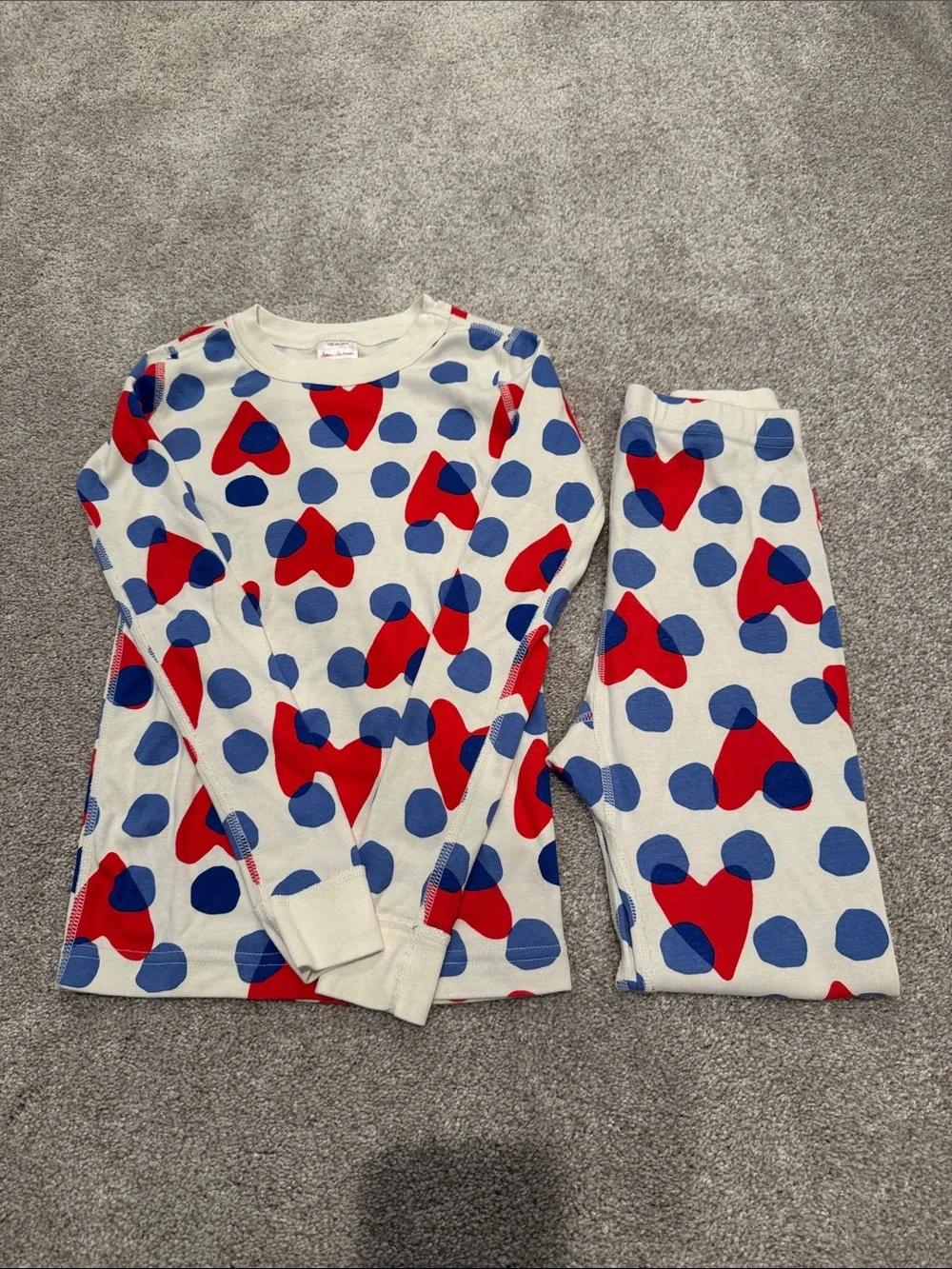 Hanna Andersson Kids Heart & Dot Print Pajama Set - Red & Blue